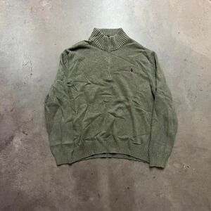 Y2K Polo Ralph Lauren Lightweight Green Quarter zip Pullover size XL‎